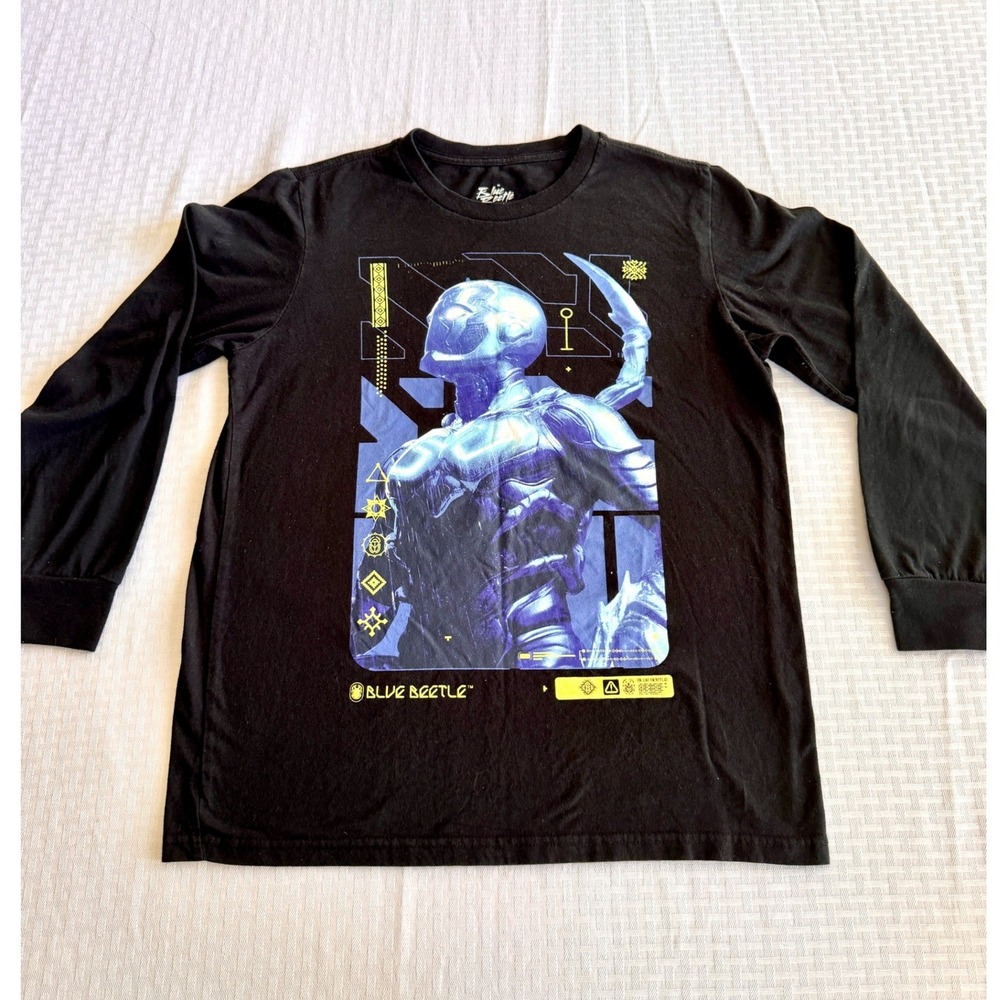 DC Comics Blue Beetle Long Sleeve Graphic T-Shirt Black XL Superhero Techwear